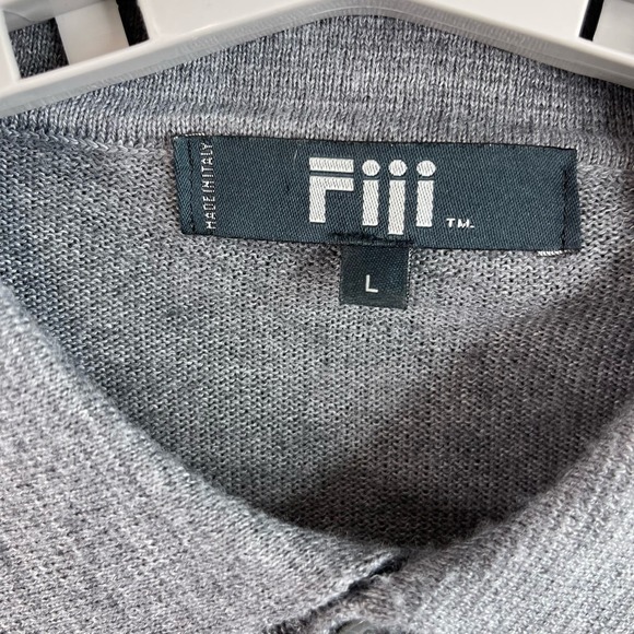 Fiji Mens Pullover Button Down Sweater Size Large Gray Wool Blend - Picture 3 of 9